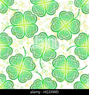 Seamless Pattern, Green Clover Stock Vector