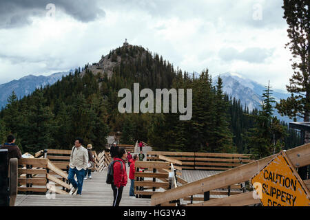 Banff Skywalk on the summit of Sulphur Mountain leading to Sanson's Peak Meteorological Station - Alberta, Canada Stock Photo