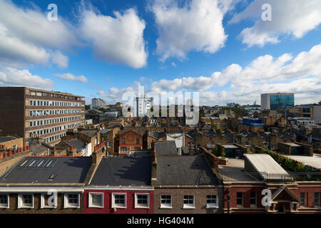 Fitzroy Place, London, UK. Affordable Housing, Cleveland Street block, built on the site of the old Middlesex Hospital. View Stock Photo