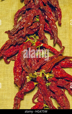 Sun dried peperone di Senise, Basilicata, Italy Stock Photo