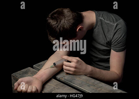 After injecting drugs Stock Photo