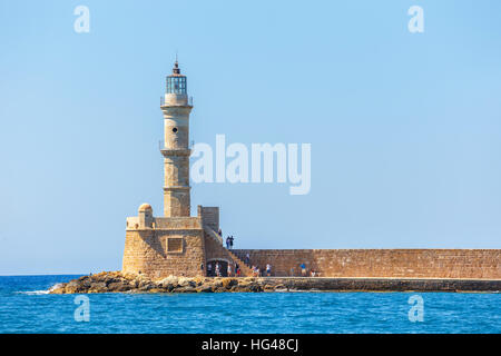 Chania, Crete - 23 Maj, 2016: View of the old harbor of Chania on Crete, Greece. Chania is the second largest city of Crete. Stock Photo