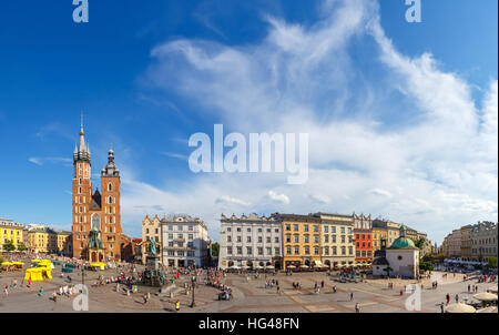 KRAKOW, POLAND - September 04 2016: Unidentified tourists visiting main market square in Krakow, Poland Stock Photo