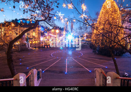 Preseren square, decorated for Christmas and New Years celebration Stock Photo
