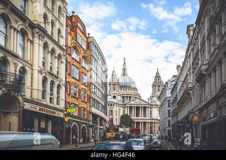 London, St. Paul's Cathedral from Ludgate Hill Stock Photo