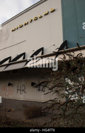 The exterior of a closed and abandoned nightclub Stock Photo