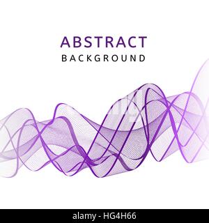 Abstract smooth transparent colorful wavy background. Curved purple flow motion. Smoke gradient waves design with stripes. Vector illustration. Stock Vector
