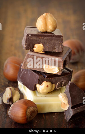Chocolate with hazelnuts Stock Photo