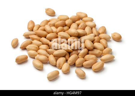 Heap of peeled peanuts isolated on white background Stock Photo