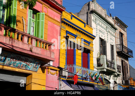 Brightly painted houses in La Boca district, Buenos Aires, Argentina, South America Stock Photo