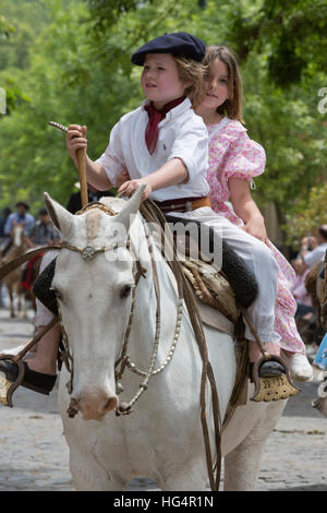Gaucho parade on the Day of Tradition, San Antonio de Areco, La Pampa, Argentina, South America Stock Photo