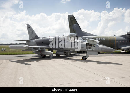 Aero L-159 ALCA from the Czech Air Force on display at the ILA airshow at Berlin Schoneveld airport. Stock Photo