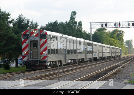 Metra commuter train at Stone Avenue Station, La Grange, Chicago, Illinois, USA. Stock Photo