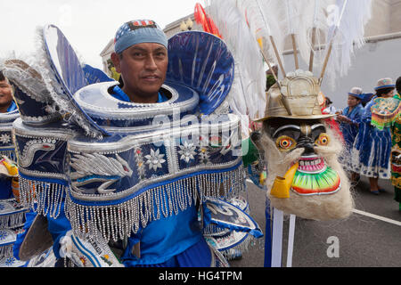 Traditional Bolivian Morenada dancers at Latino festival - Washington, DC USA Stock Photo