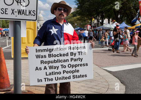 Immigration Reform protester opposing the Republican Party - Washington, DC USA Stock Photo