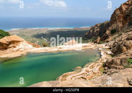 The mountain lake of Homhil on the island of Socotra, Yemen Stock Photo