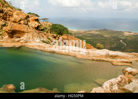 The mountain lake of Homhil on the island of Socotra, Yemen Stock Photo