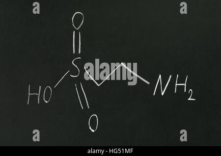 Chemical formula of taurine on a blackboard Stock Photo