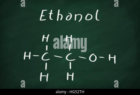 On the blackboard draw ethanol structural formula Stock Photo