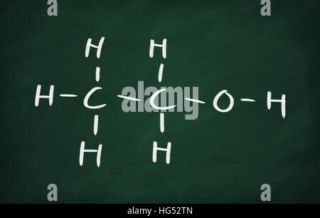 On the blackboard draw ethanol structural formula Stock Photo