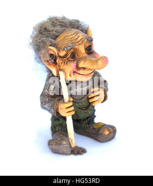 Troll figurine on a white background close-up Stock Photo