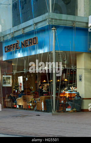 Caffe Nero Coffee shop, Cardiff city centre, Wales. Stock Photo