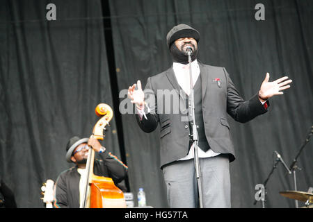 Gregory Porter performing on the Pyramid Stage during Glastonbury Festival, Worthy Farm.UK Stock Photo