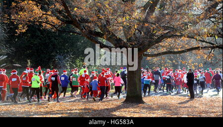 5th Annual Santa Fun Run held at Pittville Park in Cheltenham, England ...