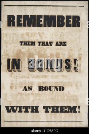 Anti-Slavery Broadsides - Circa 1850 -  Remember them that are in bonds! As bound with them! Stock Photo