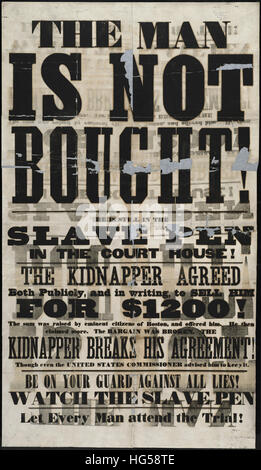 Anti-Slavery Broadsides - Circa 1850 -  The man is not bought! Stock Photo