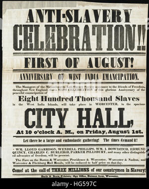Anti-Slavery Broadsides - Circa 1850 -  Anti-slavery celebration Stock Photo