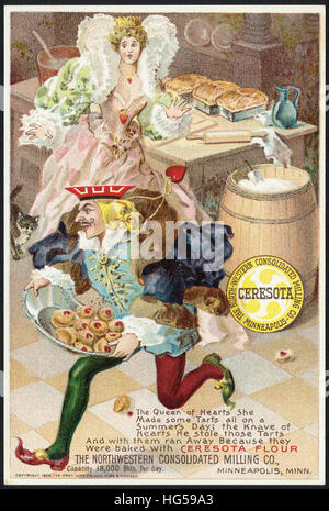 Baking Trade Card -  The Queen of Hearts she made some tarts all the summer's day Stock Photo