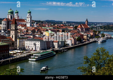 Passau Danube River view Passau Germany Bavaria Stock Photo