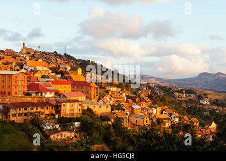Fianarantsoa Haute Ville in the afternoon, central area, Madagascar Stock Photo