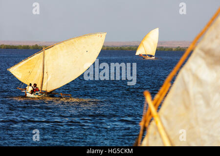 Traditional sail boats, Majunga (Mahajanga), western area Stock Photo