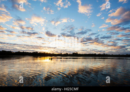 Clouds at sunset, Pangalanes Lakes canal system, Tamatave Stock Photo