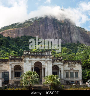 Rio de Janeiro, Brazil -  January 3, 2017: Italian architecture style mansion in Parque Lage. It is now a School of Visual Arts of Rio de Janeiro Stock Photo