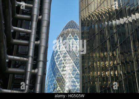 The Gherkin  30 St Mary's Axe.  London financial district Stock Photo