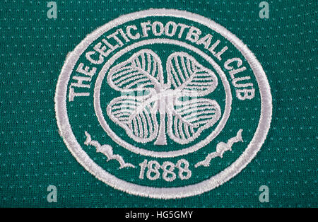 LONDON, UK - OCTOBER 15TH 2015: The club crest on a Celtic FC shirt, on 15th October 2015. Stock Photo