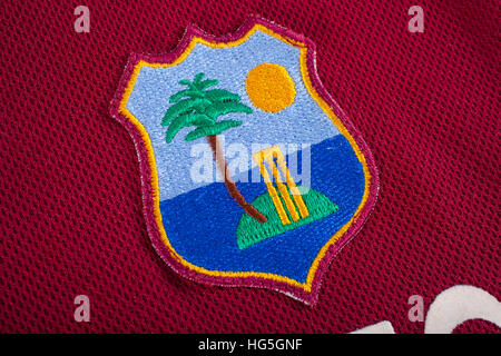 LONDON, UK - OCTOBER 15TH 2015: The badge for the West Indies Cricket Team embroidered onto a shirt, on 15th October 2015. Stock Photo