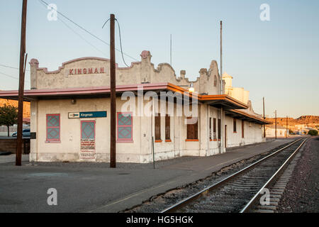 Train depot, Route 66, Kingman, Arizona USA Stock Photo