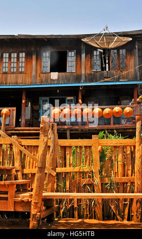 wooden house Inle lake Myanmar
