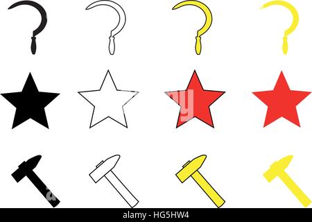 hammer, star, sickle set vector Stock Vector