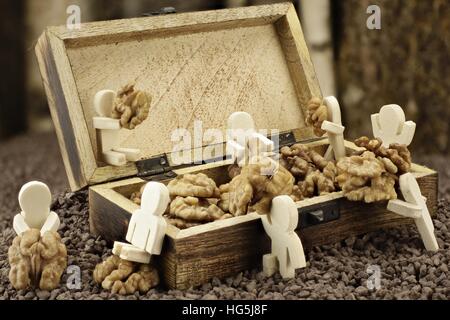 Males lay down a supply of walnuts Stock Photo