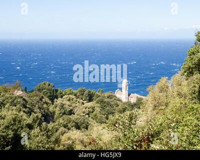 Cap Corse, France: coastal landscape and forest of Cap Corse Stock Photo