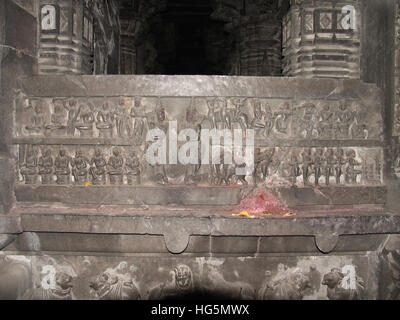 Carvings - Famous Shiva temple. Built in 13th century. Bhuleshwar, Maharashtra Stock Photo