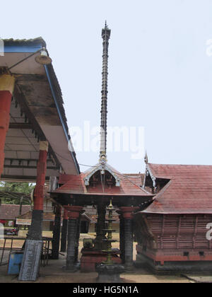 Dvaja stambha, Dharmashastra Temple, Tagari, Kerala, India Stock Photo