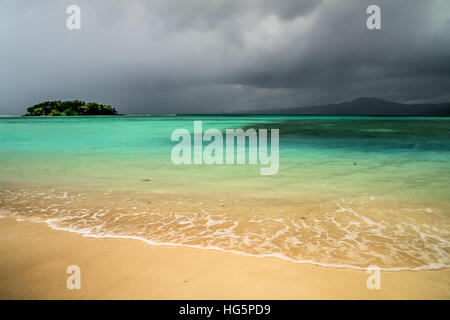 Stormy weather on the beautiful beach on the Nosy Antafa island in Madagascar Stock Photo