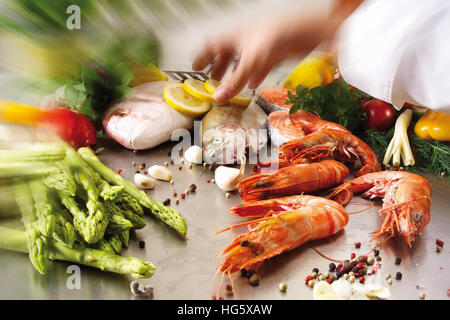 Expert chef at work Stock Photo