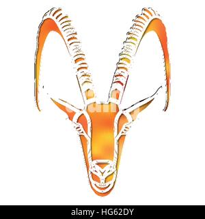 Bright colorful goat portrait, zodiac Capricorn sign for astrological predestination and horoscope Stock Vector